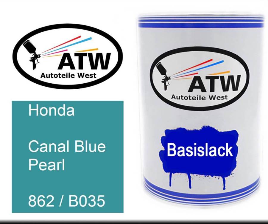 Honda, Canal Blue Pearl, 862 / B035: 500ml Lackdose, von ATW Autoteile West.